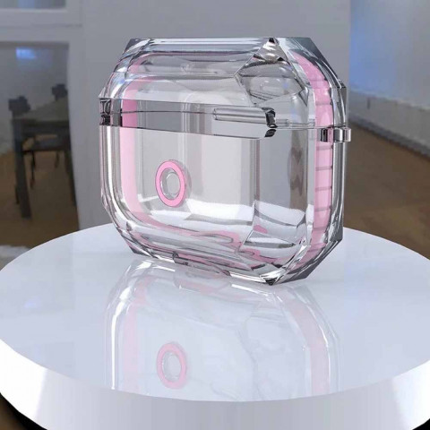 Чехол для AirPods Pro Shockproof Transparent Pink Чехол для AirPods Pro Shockproof Transparent Pink
